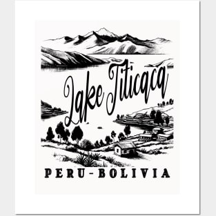 Lake Titicaca Hand Drawn Peru / Bolivia Artistic Graphic Posters and Art